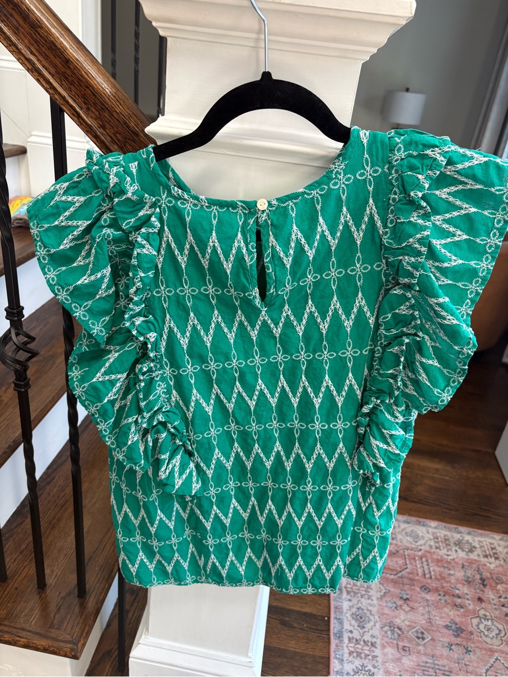 Universal Thread Green Ruffle Sleeve Printed Blouse - Picture 5 of 6